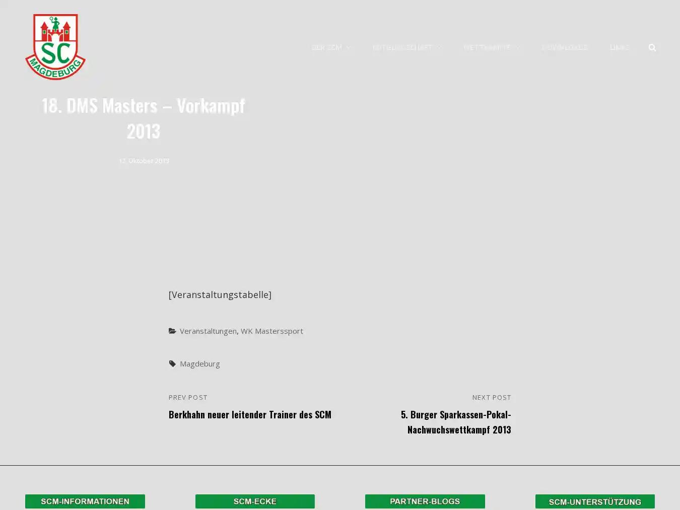 Veranstalterhomepage - http://scm-schwimmen.de/2013/10/18-dms-masters-vorkampf-2013/