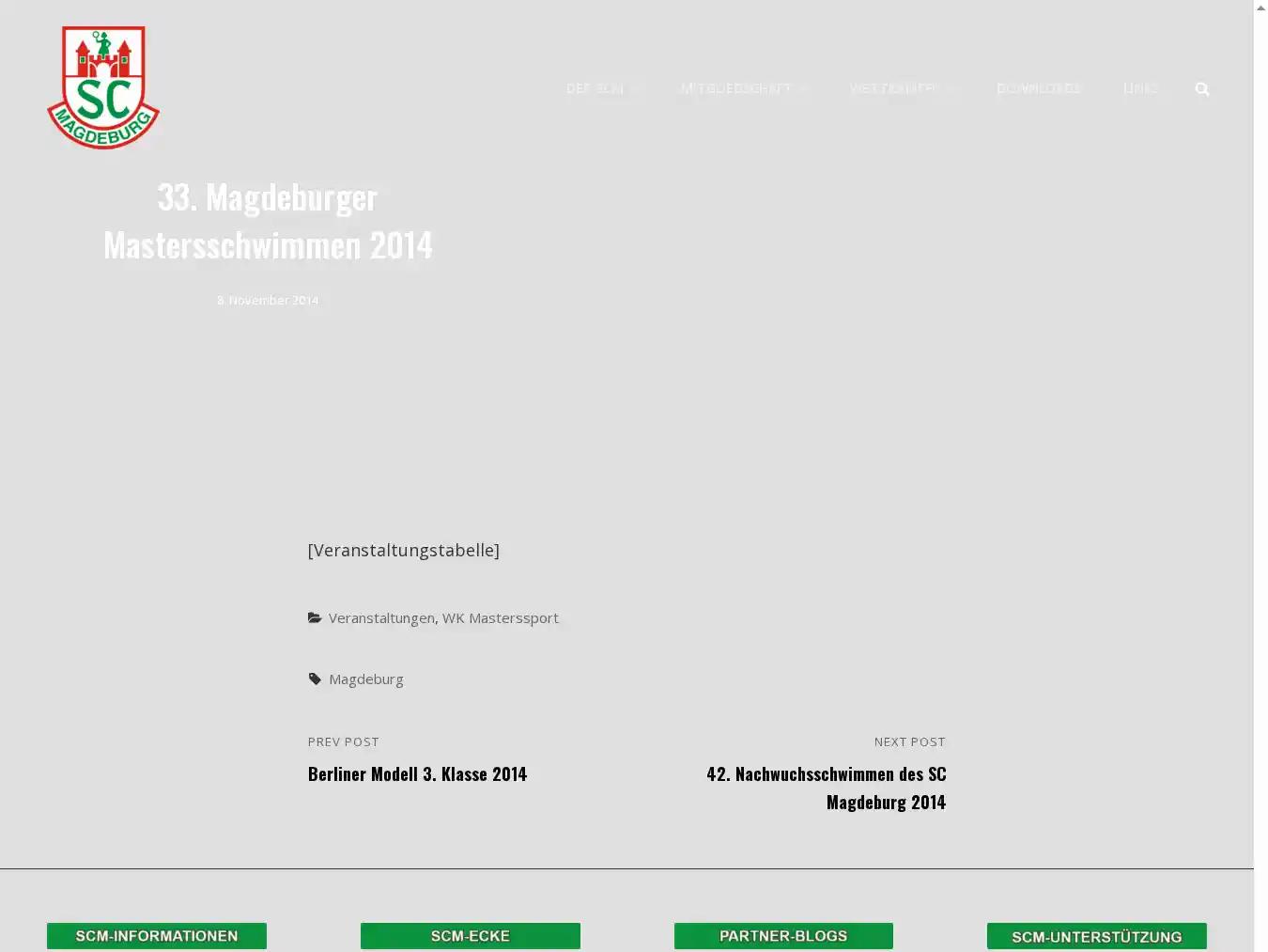 Veranstalterhomepage - http://scm-schwimmen.de/2014/11/33-magdeburger-mastersschwimmen-2014/