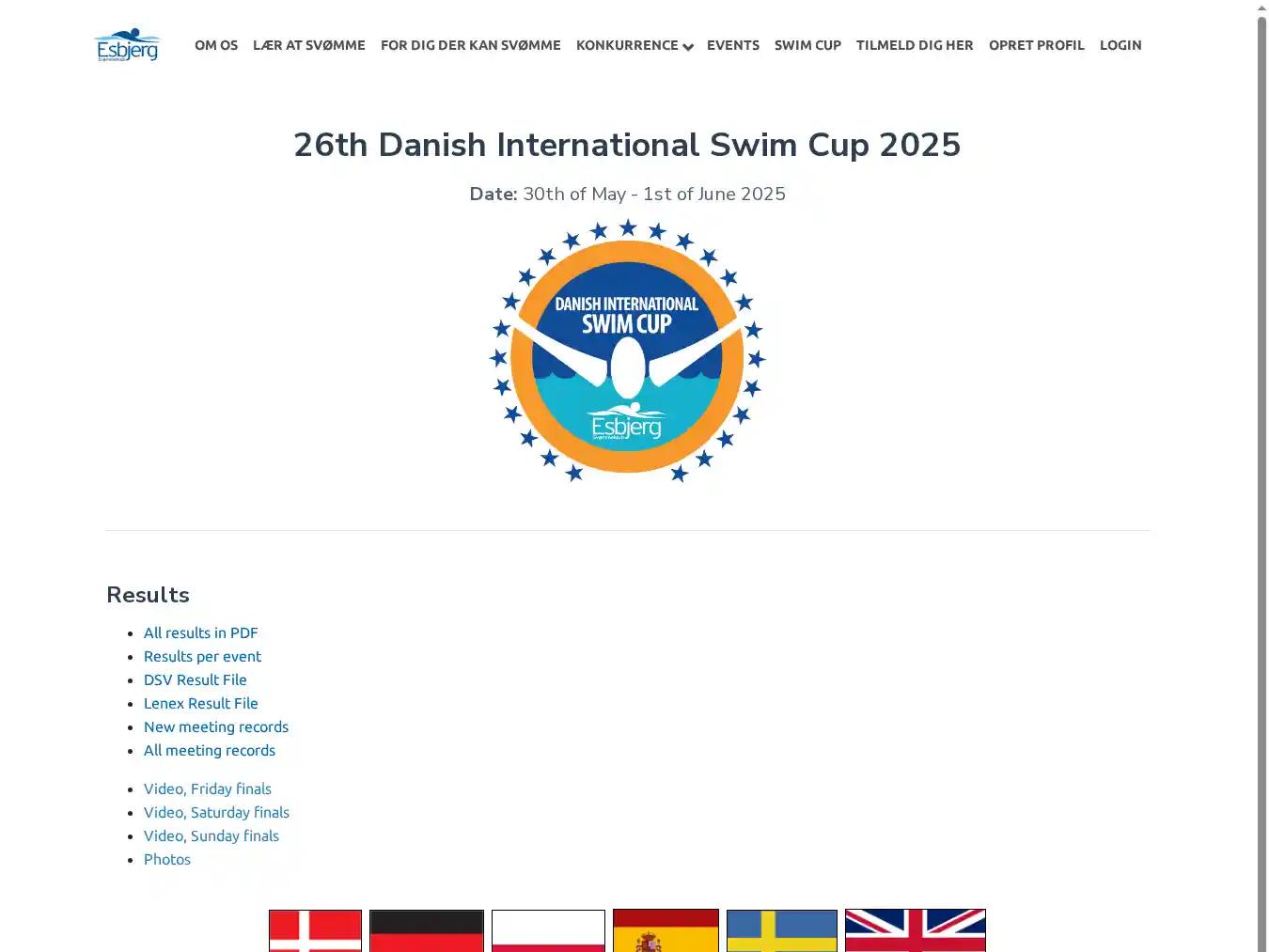 Veranstalterhomepage - http://www.swimcup.dk/