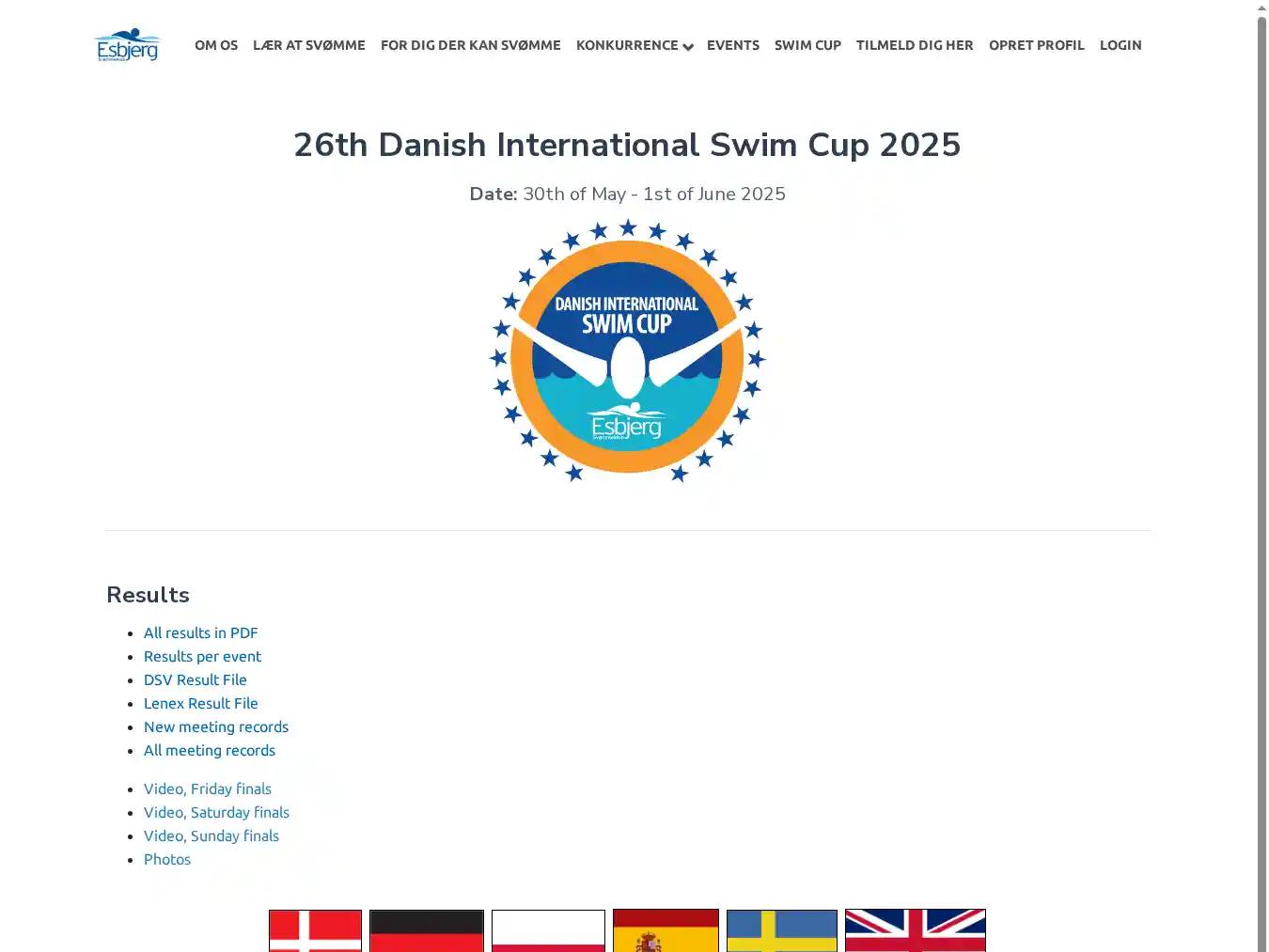 Veranstalterhomepage - http://www.swimcup.dk/